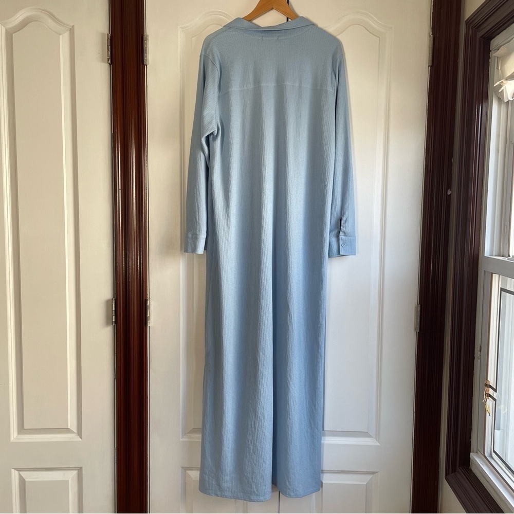 D-Rama Light Blue Everyday Button Maxi Dress Size 14-16 1X Long Sleeve - Picture 2 of 12